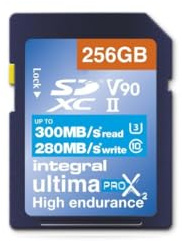 Integral 256GB UHS-II SD Card V90 Up to 300MBs Read and 280MBs Write Speed 1866X SDHC Professional High Speed Memory Card