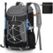 RAINSMORE Wanderrucksack Herren Damen 40L Wasserdichter Rucksack Groß Trekkingrucksack Leicht Faltbarer Reiserucksack für Wandern Radfahren Camping Reisen Sport Schwarz