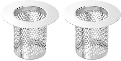 QUARKZMAN 2 Pcs Filtro per Scarico Doccia, 2 x 2.6 Filtro per Scarico Pavimento in Acciaio Inossidabile 304 Cattura Capelli per Lavandino Profondo, Adatto per Fori da 1.6 a 2.4