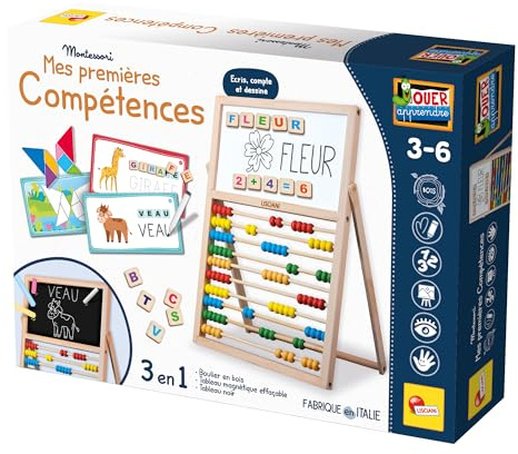 Lisciani Giochi Le Mie Prime abilità cavalletto - Gioco Montessori - Montessori - Lavagna Double Face, Lettere e Numeri magnetici