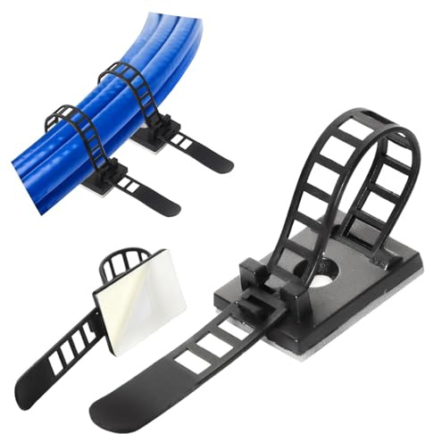GPtzlei 25 Nero Pezzi Clip per Cavi Riusabili, Fascette Regolabili con Adesivo e Fori per Viti, Organizzatore Cavi per Scrivania, Casa, Ufficio, Officina