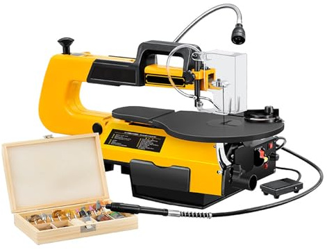 Sega a scorrimento per lavorazione del legno con velocità regolabile e scudo trasparente, con luce da lavoro per taglio di precisione