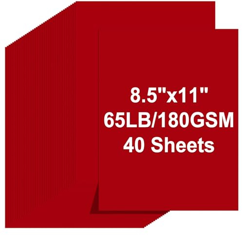 Cardstock 8.5 X 11, 40 Sheets Christmas Red Card Stock, 65lb/ 180gsm Copy Paper, Dark Red Cardstock Printer Paper for Art, Drawing, Invitations, DIY Cards, Craft, Construction, School & Office Supplie