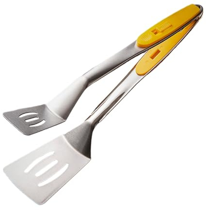 Pinzas para asar - 32,5x7 cm Acero inoxidable, cierre de PP Utensilios de cocina 2 en 1 | Pinzas de barbacoa de metal para parrilla para cocinar Cocina casera Restaurante
