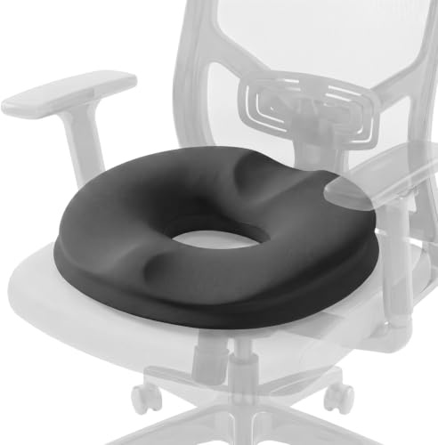 Sitzkissen Orthopädisches, Memory Foam Sitzkissen Sitzring Ergonomisches, Wissenschaftlicher Aussparung Rückenentlastung, Atmungsaktives Rutschfestes Steißbeinkissen für Auto Hause Büro - Schwarz