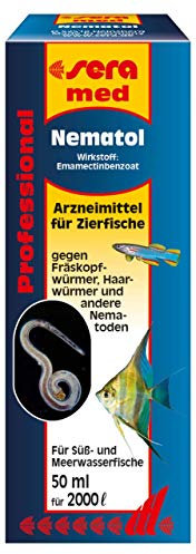sera med Professional Nematol 50 ml - Arzneimittel für Fische gegen Fräskopfwürmer, Haarwürmer und andere Nematoden, Medizin fürs Aquarium