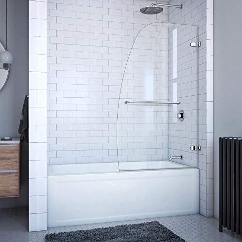 DreamLine Aqua Uno 34 in. W x 58 in. H Frameless Hinged Tub Door in Chrome, SHDR-3534586-01