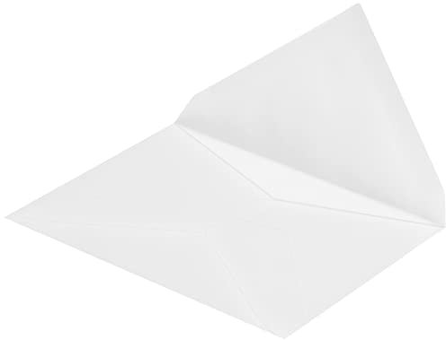 100 Stück, Transparente Briefumschläge, 62 x 98 mm, Nassklebung, Spitze Klappe, 90 g/qm Offset, Ohne Fenster, Weiß (Transparent-Weiß), Blanke Briefhüllen