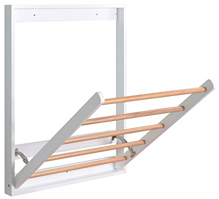 Wall Mounted Clothes Drying Rack for Laundry, Foldable Wooden Clothing Dryer Racks Indoor Use