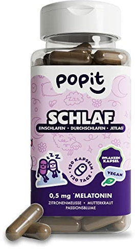 POP IT Melatonina per Dormire Meglio - Con 0,5mg Melatonina Pura per Dose, Passiflora, Melissa e Partenio - 120 Capsule Vegane, Cura di 4 Mesi - Sonno di Qualità - Melatonina Forte Senza Glutine