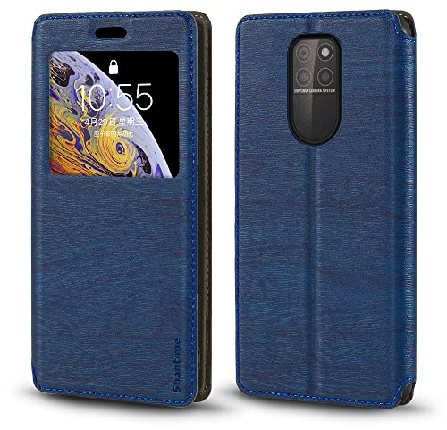 PU Leder Flip Hülle mit Unsichtbarem Magnet und Sichtfenster Kompatibel mit Emporia Smart 5, Smarte Klapphülle mit Displaysicht (Blau)