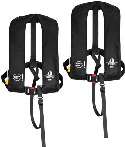 12skipper 2er-Set Rettungsweste 165N ISO mit manueller Auslösung, schwarz