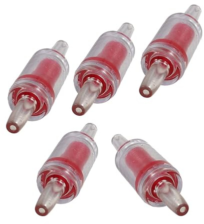 CAPASTEC Plastic Air Pump Check Valves, Non-Return Check Valve for Fish Tank, 2.1x 0.58 Inch (Red 5 Pcs)