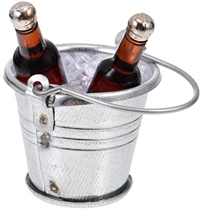 BESTonZON 1satz Set Miniatur Bierflaschen Und Eimer Für Puppenhäuser Dekorative Accessoires Für Landschaften Eimer Flaschen Eiswürfel Ergänzung Für Wohndesign