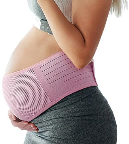 Gravidbälte - justerbart graviditetsbälte för smärtlindring i höfter, bäcken, ländrygg och nedre rygg - ryggstödsskydd,Pink,XL