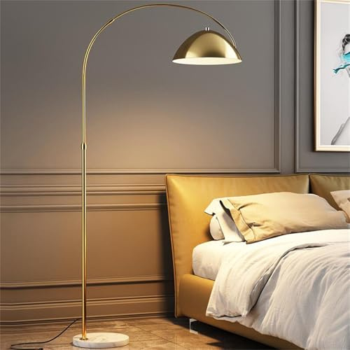 Modern Arc Floor Lamp, 180Cm Arc Floor Lamp with Adjustable Metal Shade and Marble Base, Arc Lamps Floor Standing Over Couch Lamp for Living Room, Bedroom,Gold