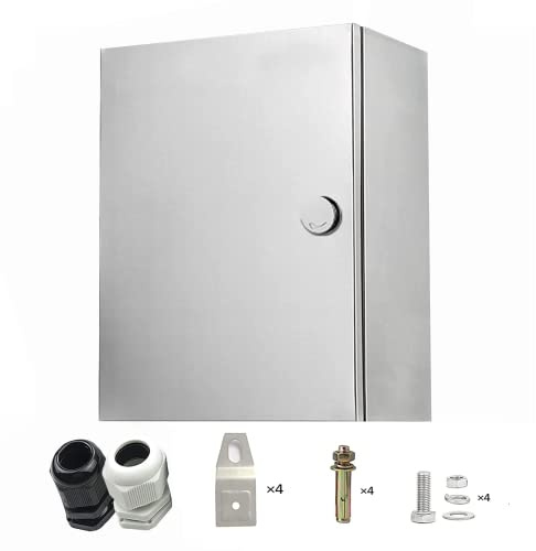 CHENGPI Edelstahl Wasserdichter Schaltschrank Innen/Außenwandmontierter Anschlusskasten Rostfreier Technikkasten mit Schloss 30x25x14cm Eingebaute Isoliermontageplatte,Schaltkasten für Innenräume