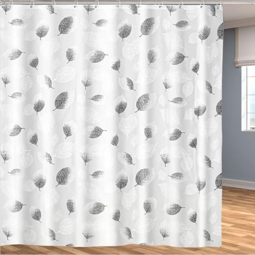 Shower Curtain for Bathroom, 100% PEVA Waterproof Anti-Mould Proof Resistant | Quick-Drying | Washable Bathroom Curtain | Includes 12 Pcs Curtain Hooks | 180 x 200 cm (71 x 79 Inch) | Foliage