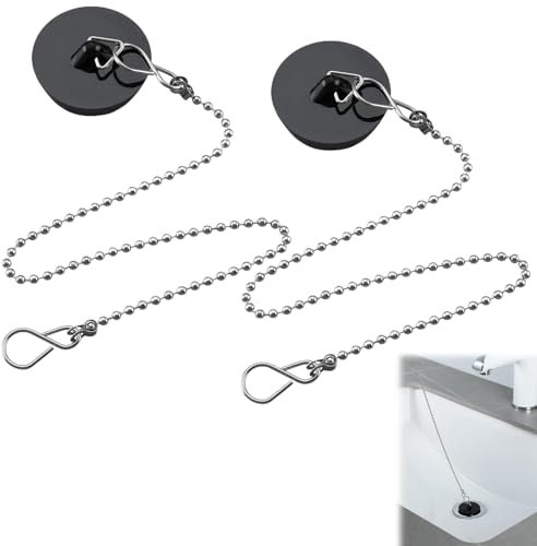 2 Stück Abflussstopfen,Ø 40 to 45 Mm Badewannenstöpsel Mit 40 cm Stöpsel Kette, Stöpsel Badewanne,Stöpsel Für Spülbecken,Stöpsel Waschbecken,Abfluss Stöpsel Für Waschbecken Spülbecken Küchenspüle