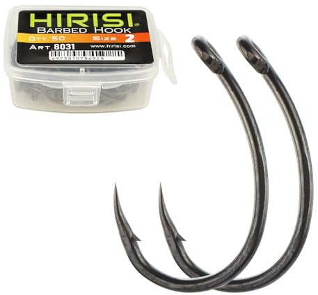 50 unidades anzuelos de pesca de acero inoxidable recubierto de PTFE con alto contenido de carbono anzuelos de alambre de púas con ojal accesorios de pesca (FBA-8031-2)