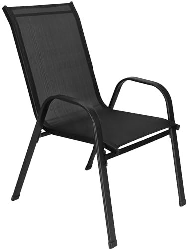 SPRINGOS Gartenstühle Stapelbar, Balkonstühle Gartenstuhl Hochlehner,terrassenstühle mit Armlehnen und Metallgestell Wetterfest für Outdoor Garten Terrasse Balkon Restaurants