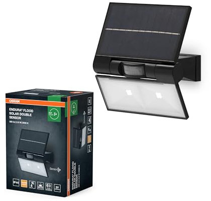 OSRAM ENDURA Solar proyectores con sensor luz/movimiento, gris, IP44, sustituye halógenos