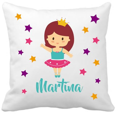 Kembilove Cojín Personalizado Princesa - Almohada Infantil con Nombre + Diseño Exclusivo Niñas + Decoración Habitación + Cumpleaños y Sorpresas Mágicas