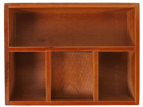 ifundom Vassoio Rettangolare in Legno Vintage 4 Scomparti Portaoggetti da Scrivania Multifunzione per Profumi Gioielli e Accessori Organizer Compatto per Casa e Toeletta
