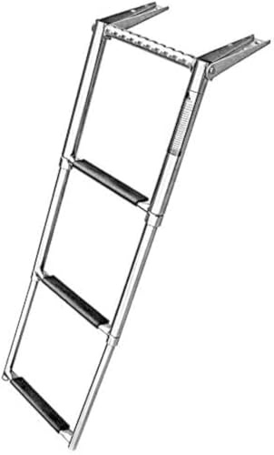 Amarine Made 3 Step Telescoping Swim Marine Boat Ladder Stainless with Built in Handle