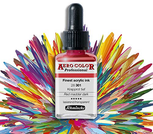 AIRBRUSH FARBEN, FARBE SET f. AIRBRUSH KOMPRESSOR, AIRBRUSH PISTOLE, AERO COLOR Professional - Ideal für Nail Art - GEIGNET auch für MODELLBAU usw. (Krapprot tief - 28 301)