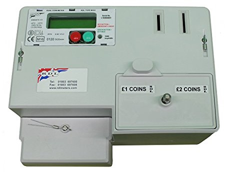 RDL M-101S £1 & £2 DUAL COIN OPERATED ELECTRICITY METER WITH TIMER OPERATIONAL MODE