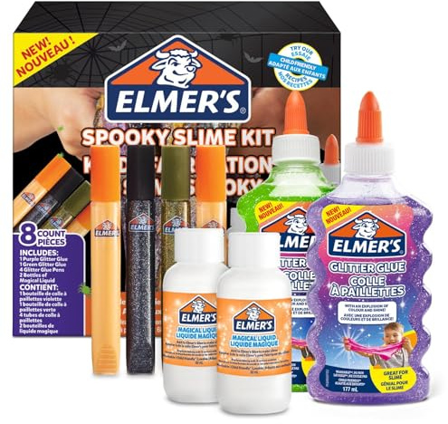 Elmer's Spooky Slime Kit | Clear PVA Glue, Glitter Glue Pens & Slime Activator Solution | 8-Piece Set