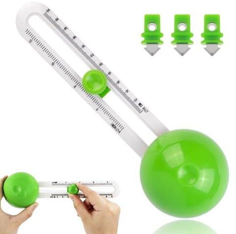 Coupe Cercle Rotatif Cercle Cutter Pour Papier Portable, Réglable Pour L'art Et Les Loisirs Créatifs (Avec 2 Lames De Rechange, Vertes)