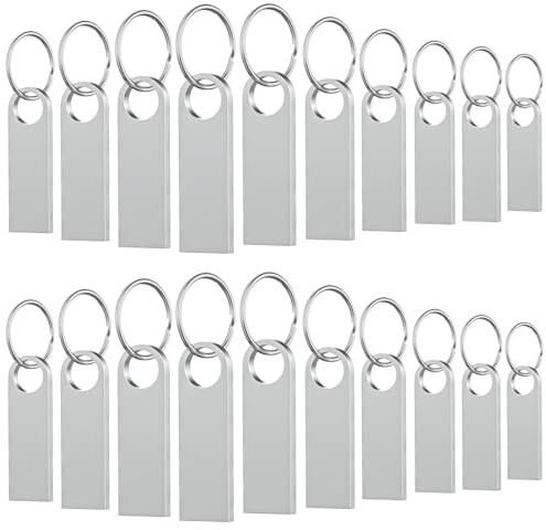 WOOOLKEN Chiavetta USB Mini da 16GB, 20 Pezzi, Impermeabile, 16 GB, USB, in Metallo, Confezione da 20 Pezzi Pen Drive (Argento)