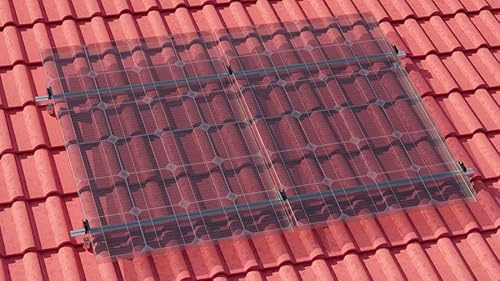 Montageset Solar für Schrägdach/Ziegeldach - für 2x PV-Module, 30mm oder 35mm Rahmenhöhe, Aluminium EN AW-6060 T66, einfache Installation, inkl. 0% MwSt., Rahmenhöhe:30 mm