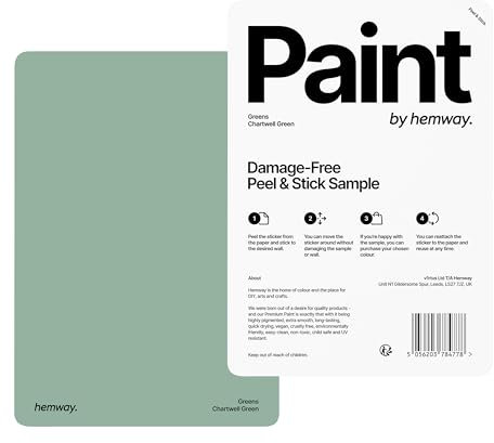 Hemway - Peel & Stick Sample for Our Premium Chalk Paint - Chartwell Green | A5 Damage-Free, Accurate Colour Swatch | Easily Test Our Chalky Matt Shabby Chic Finishes for Interior Furniture & Walls