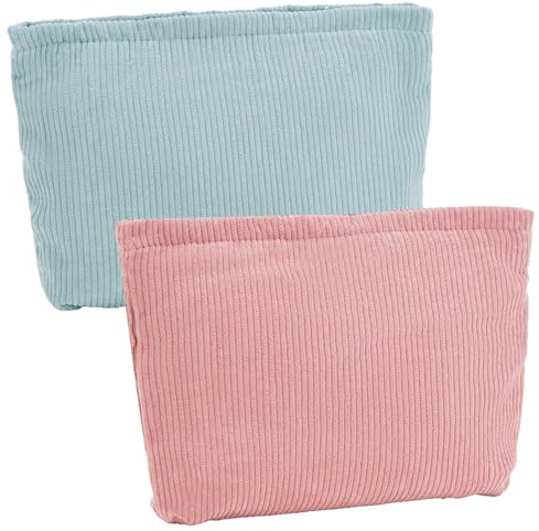 XoeLLe 2 Pezzi Bustina Portatutto Donna, Beauty Case da Viaggio Borsa Cosmetica Borsa da Viaggio per Cosmetici Trucco Sacchetti Portatile Borsa da Viaggio con Cerniera Viaggi Deposito (Blu+Rosa)