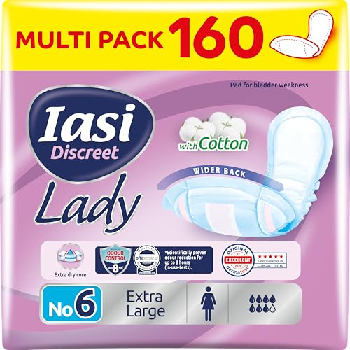 IASI diskreta dambindor för bubbelsvaghet, lätt och måttlig, extra stor, 160 stycken