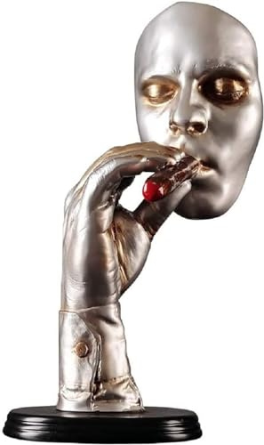 Eagleize Smoking Cigar Man Statue, Abstract Art Resin Figurine, Golden Smoking Thinker Statue, Modern Creative Home Sculptures Objects Piano Desktop Decor(Silver)