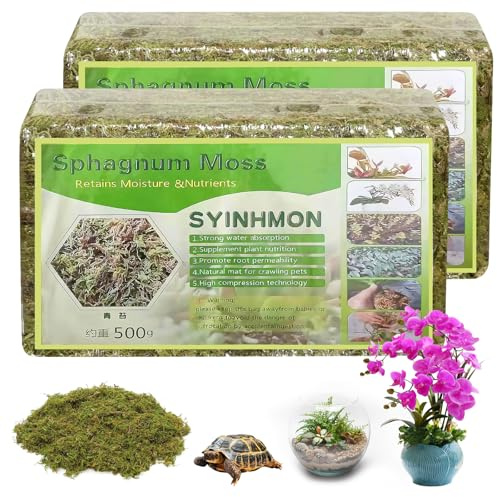 2 X 500 g di Muschio Sfagno per Piante, Nutrimento Organico Muschio di Torba, Sfagno Compattato, Muschio a Lunga Fibra, Per la Progettazione di Giardini e Terrari, Orchidee, Radicazione di Talee