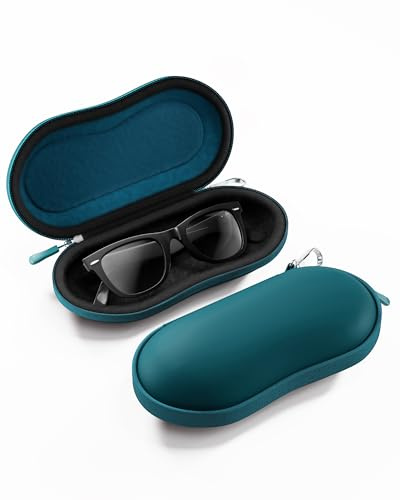 ProCase Étui Lunettes Rigide Antichoc EVA, Boîte à Lunettes de Soleil Légère avec Fermeture Zippée, Mousqueton et Accessoires, Modèle Unisexe