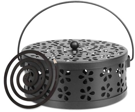 Uoimky Porte-spirale anti-moustiques, portable en métal, pour bâtonnets d'encens avec poignée, porte-bobine anti-moustiques, porte-bobine pour maison, camping, bureau