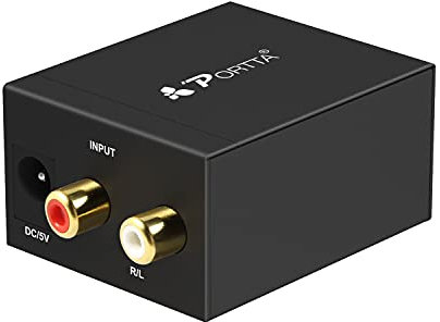 Portta Audio Converter Analog R/L RCA to Digital Coax/ Toslink Audio Converter Support 2 channel Stereo LPCM CH2.0 without Decode Function for PS3 XBox HD DVD PS4 Sky HD Plasma Blu-ray Home Cinema Systems AV Amps Apple TV