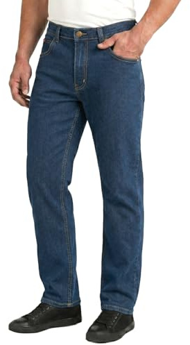 Lee Cooper Men's Jeans Classic Regular Fit with 5 Pockets Design Zip Fly & Belt Loop Heavy Duty Denim Wash Stretch Plain Casual Workwear Durable Utility Straight Leg Work Pants (Black/Navy)