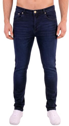 Island Trading Skinny Jeans for Men - Stretchable Denim - Comfortable Men's Stretch Jeans in Black, Grey, Blue Stonewash, Dark Blue - Sizes 28-42 Inch Waist