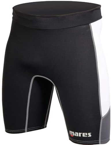 Mares Men's Trilastic Rash Guards Shorts - Durable Lightweight Quick-Drying UPF 50+ Sun Protection Water Sports Swimsuit Bottoms, Black/White, Medium