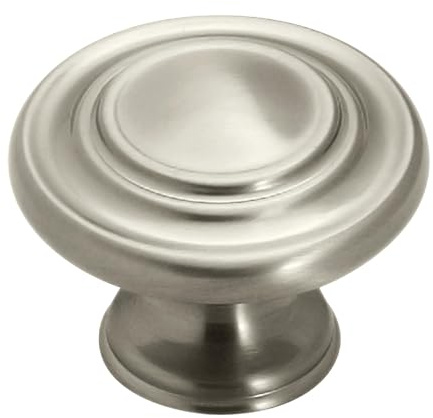 Amerock TEN1586G10 Inspirations Cabinet Knob Set, 1 in Projection, 1-3/4 in Dia, Satin Nickel, 1-5/16 in (33 mm) Diameter