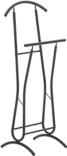 CLP Moderno Indossatore Da Camera Rufus Base Portascarpe I Servomuto Indossatore Appendiabiti Metallo Verniciato A Polvere, Colore:nero