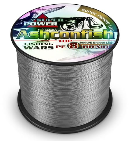 Ashconfish Flätad fiskelina – 8 strängar superstark fisketråd 300 m/328 meter 27 kg – nötningsbeständiga flätade linjer-otroliga superline-noll stretch-superfin diameter – grå