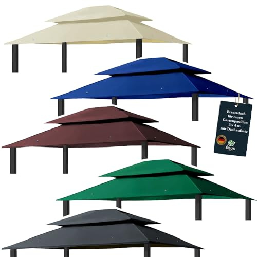 freigarten.de Ersatzdach für Pavillon 3x4 Meter Wasserdicht Material: Panama PCV Soft 370g/m² extra stark Modell 7 (Anthrazit)